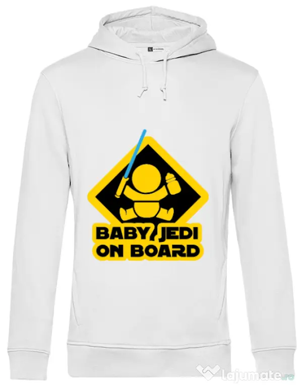 Hoodie barbat cu gluga Baby Jedi Alb
