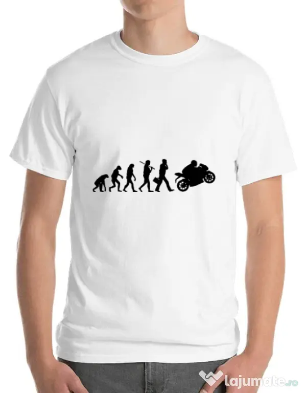 Tricou ADLER barbat Evolution - motorcycle Alb