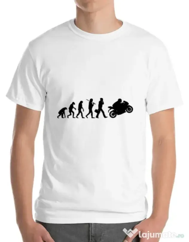 Tricou ADLER barbat Evolution - motorcycle Alb