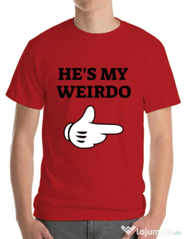 Tricou ADLER barbat He's my weirdo Rosu