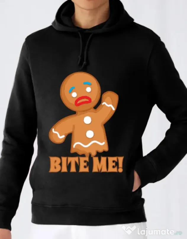Hoodie barbat cu gluga Bite me Negru