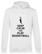 Hoodie barbat cu gluga Play basketball Alb