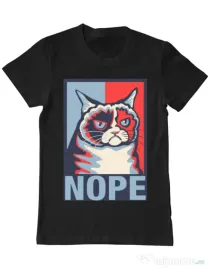 Tricou ADLER barbat Grumpy cat Nope Negru