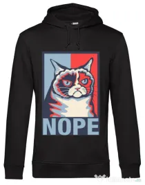 Hoodie barbat cu gluga Grumpy cat Nope Negru