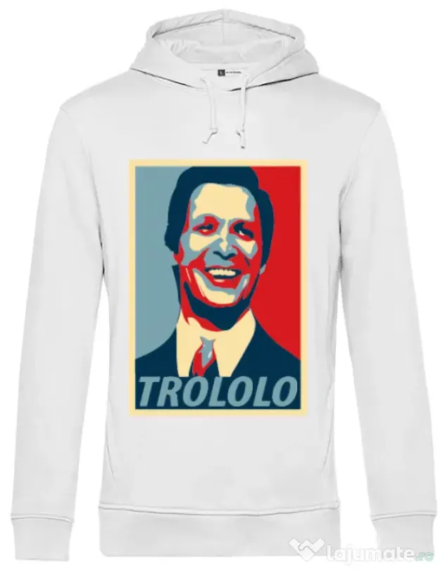 Hoodie barbat cu gluga Trololo Alb