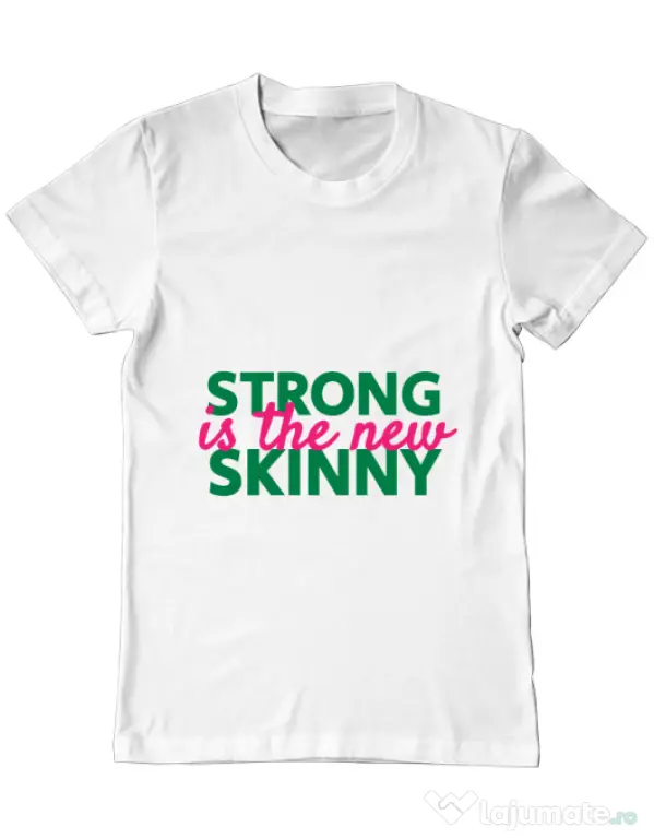Tricou ADLER barbat Strong is the new skinny Alb
