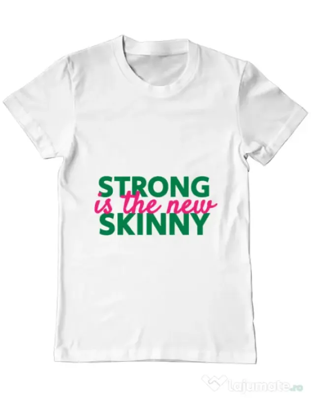 Tricou ADLER barbat Strong is the new skinny Alb