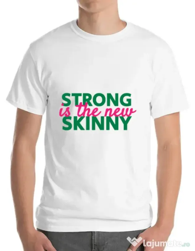 Tricou ADLER barbat Strong is the new skinny Alb