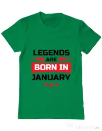 Tricou ADLER barbat Legends are born in January Verde mediu