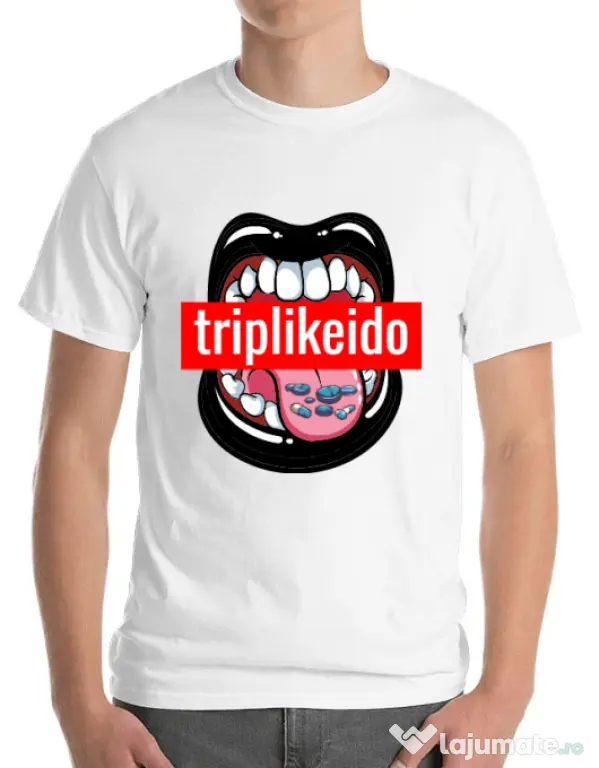 Tricou ADLER barbat Trip like I do Alb