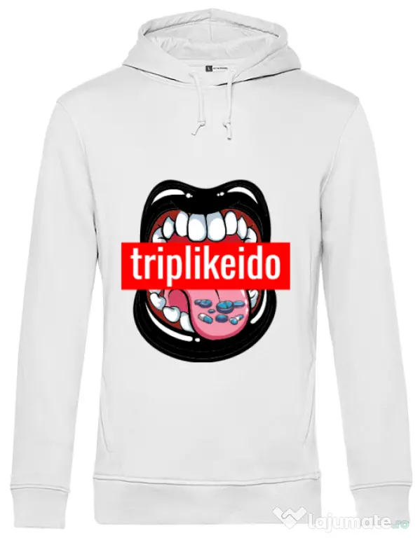 Hoodie barbat cu gluga Trip like I do Alb