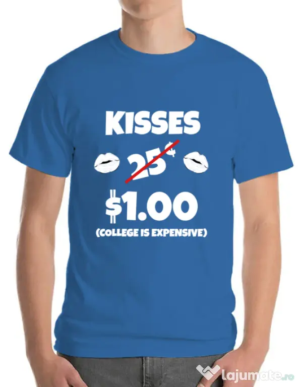 Tricou ADLER barbat College is expensive Albastru azuriu