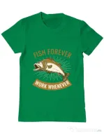 Tricou ADLER barbat Fish forever Verde mediu