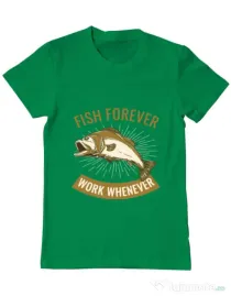 Tricou ADLER barbat Fish forever Verde mediu