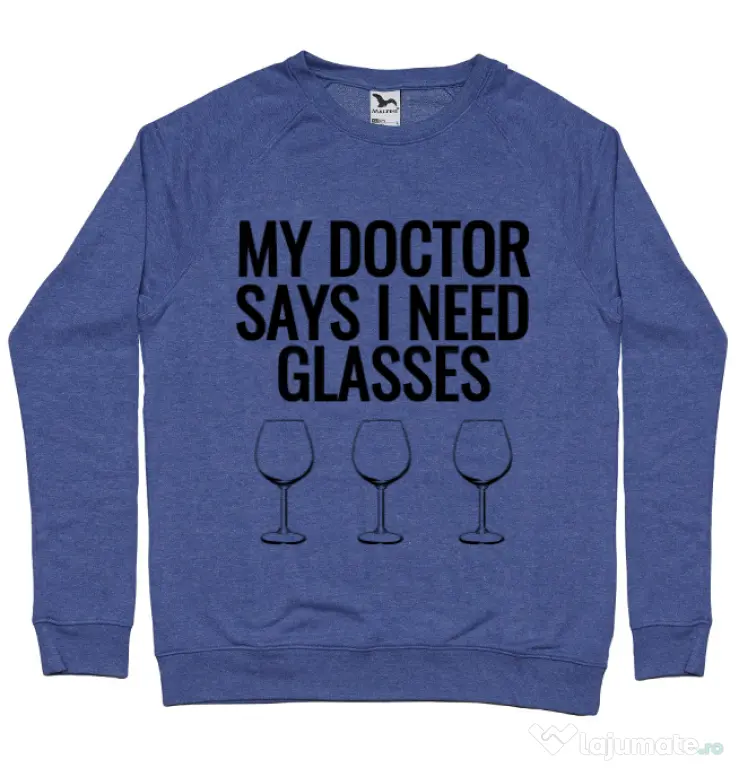 Bluza ADLER barbat I need glasses Albastru melanj