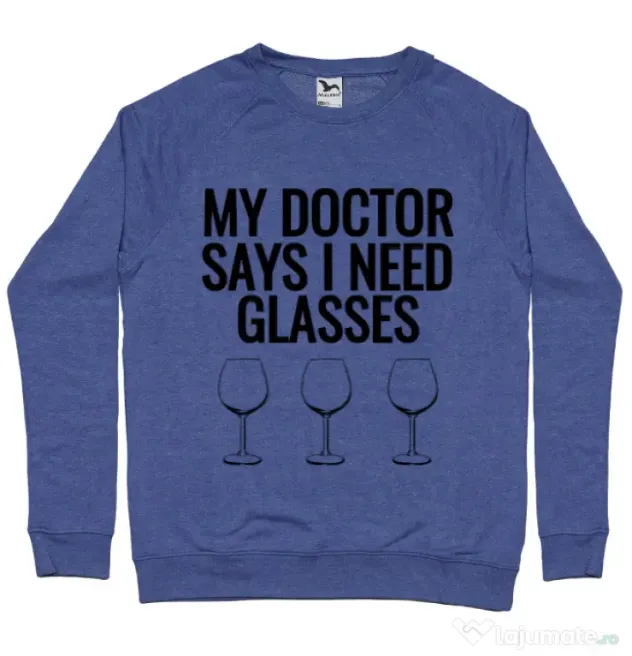 Bluza ADLER barbat I need glasses Albastru melanj