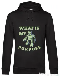 Hoodie barbat cu gluga What is my purpose Negru