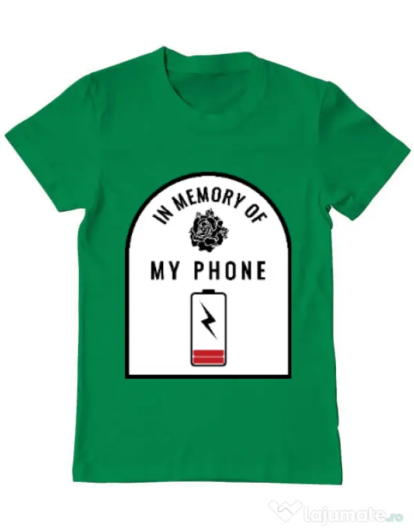 Tricou ADLER barbat In memory of my phone Verde mediu