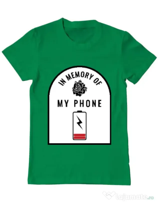 Tricou ADLER barbat In memory of my phone Verde mediu