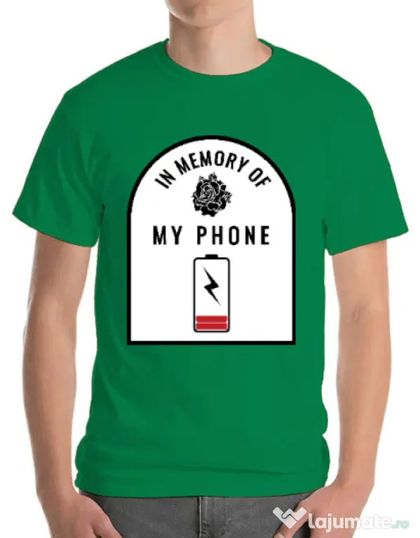 Tricou ADLER barbat In memory of my phone Verde mediu