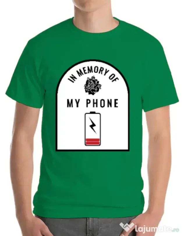 Tricou ADLER barbat In memory of my phone Verde mediu