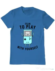 Tricou ADLER barbat Playing with yourself Albastru azuriu
