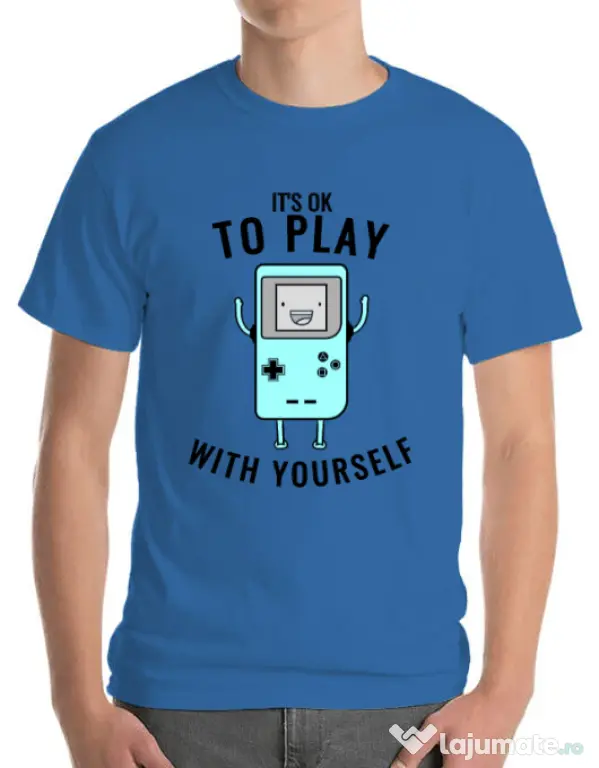 Tricou ADLER barbat Playing with yourself Albastru azuriu