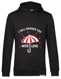 Hoodie barbat cu gluga Raining love Negru