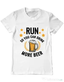 Tricou ADLER barbat Drinking more beer Alb