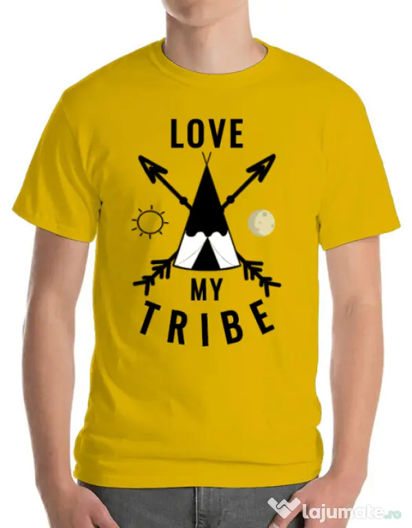 Tricou ADLER barbat Love my tribe Galben