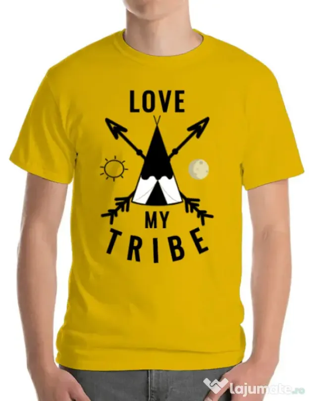 Tricou ADLER barbat Love my tribe Galben