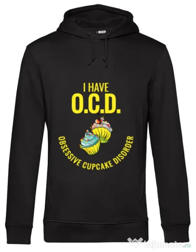 Hoodie barbat cu gluga Obsessive cupcake disorder Negru