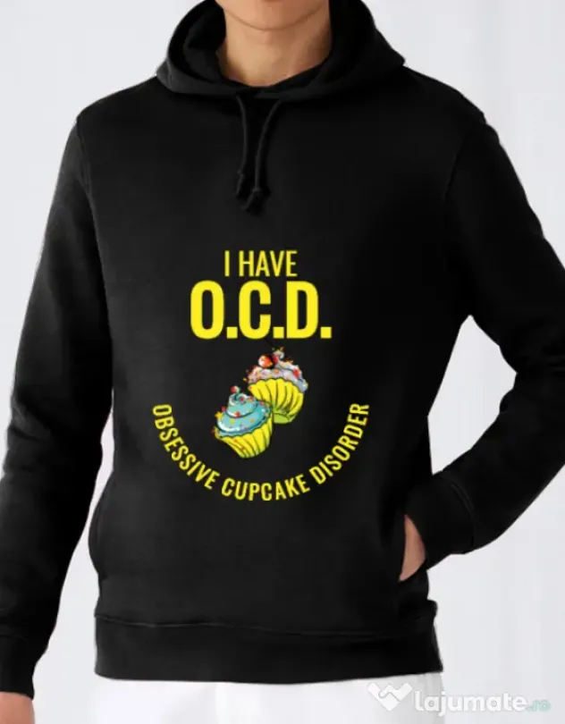 Hoodie barbat cu gluga Obsessive cupcake disorder Negru