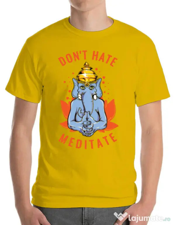 Tricou ADLER barbat Don’t hate Galben