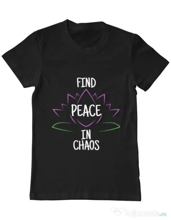 Tricou ADLER barbat Find peace Negru