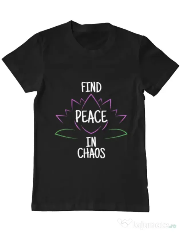 Tricou ADLER barbat Find peace Negru