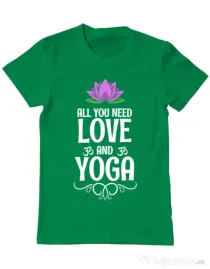 Tricou ADLER barbat Love and yoga Verde mediu