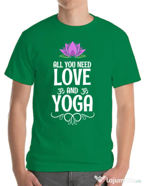 Tricou ADLER barbat Love and yoga Verde mediu