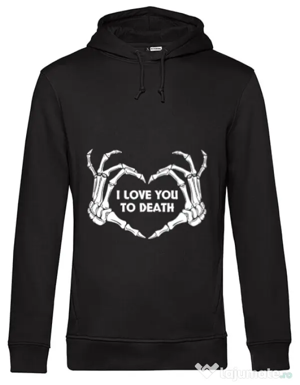 Hoodie barbat cu gluga Love you to death Negru