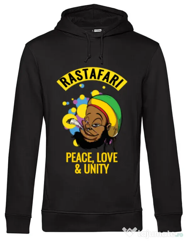 Hoodie barbat cu gluga Rastafari Negru