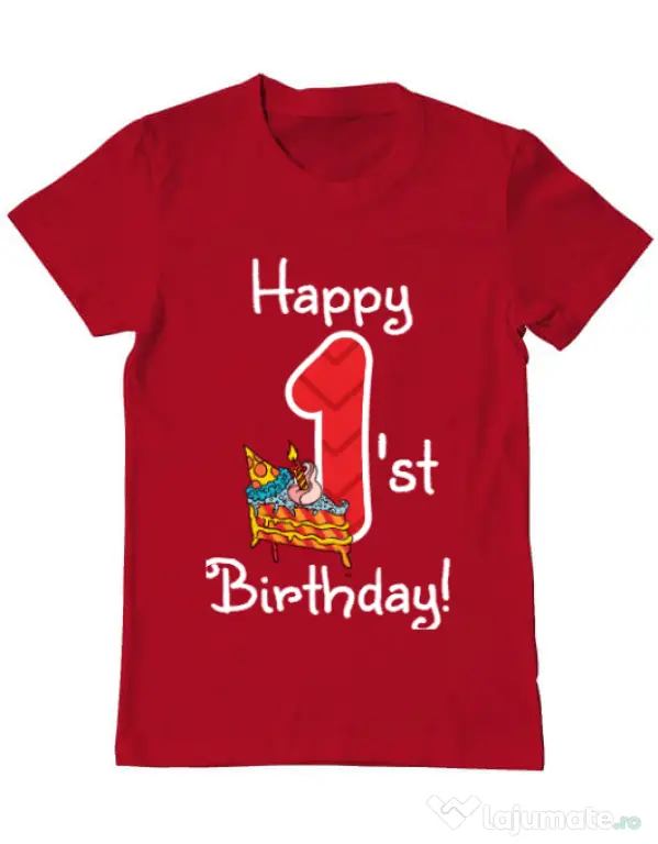 Tricou ADLER barbat Happy Birthday! Rosu
