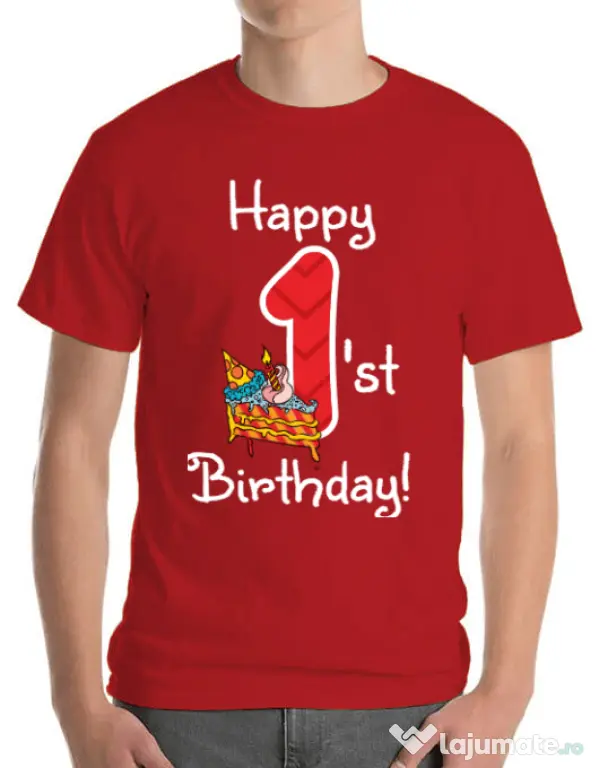 Tricou ADLER barbat Happy Birthday! Rosu