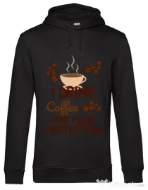 Hoodie barbat cu gluga Coffee for protection Negru