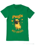 Tricou ADLER barbat Pugs not drugs Verde mediu