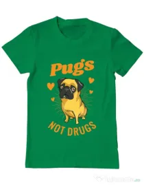 Tricou ADLER barbat Pugs not drugs Verde mediu