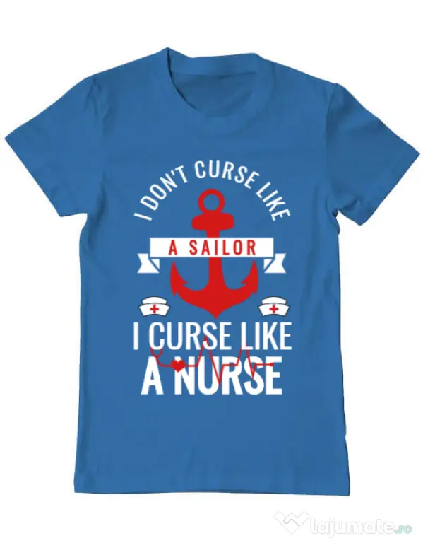 Tricou ADLER barbat Curse like a nurse Albastru azuriu