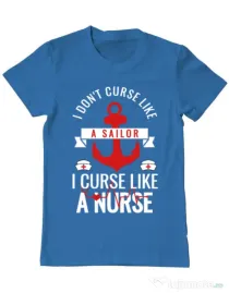 Tricou ADLER barbat Curse like a nurse Albastru azuriu