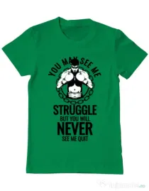 Tricou ADLER barbat Never quit Verde mediu