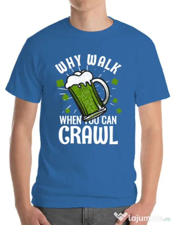 Tricou ADLER barbat Why walk Albastru azuriu