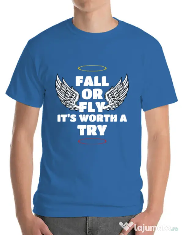 Tricou ADLER barbat Fall or fly Albastru azuriu